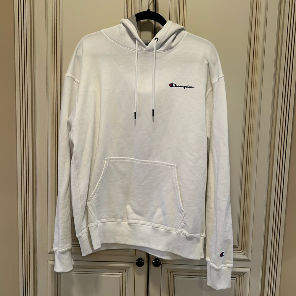 Men's Large Champion Powerblend Fleece Hoodie in White